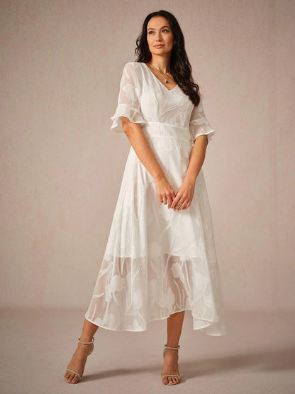 Flutter Fırfırlı Dantelli Maxi Elbise