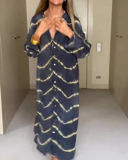 Julia | Bohem Çizgili Midi Elbise