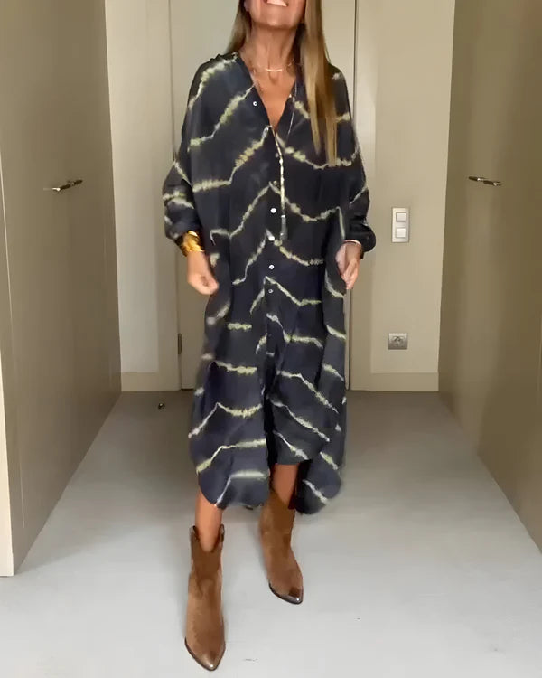 Julia | Bohem Çizgili Midi Elbise