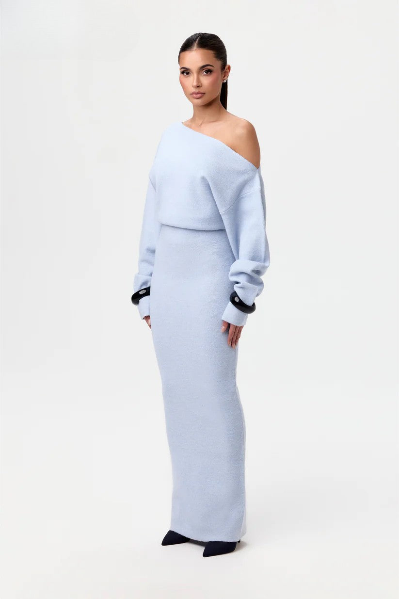 Omuz Dekolteli Triko Elbise