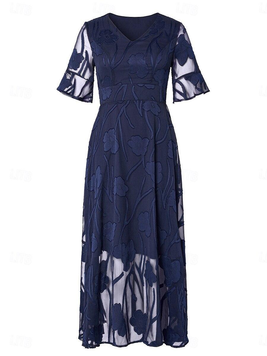 Flutter Fırfırlı Dantelli Maxi Elbise