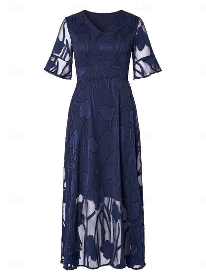 Flutter Fırfırlı Dantelli Maxi Elbise