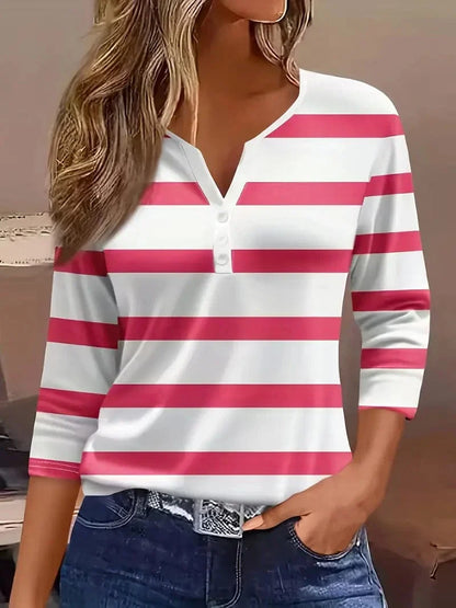 Dakota Jane Çizgili V Yaka Üst